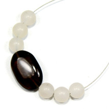 Smoky Quartz Smooth Oval White Moonstone Beads Loose Gemstone Making Jew... - £2.09 GBP