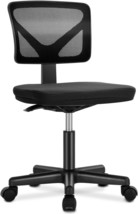 Dumos Armless Desk Wheels Cute Home Office Chairs, Ergonomic, Classic Black - £40.89 GBP