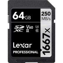 Lexar Professional 1667x 64GB  SD SDXC Memory Card UHS-II - Ultra Fast- 250MB/s - £39.13 GBP