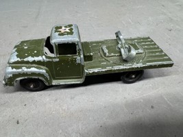 Vintage 50&#39;s Tootsie Toy Chicago 24 Military Army Green Flat Bed Truck Missile - £11.14 GBP