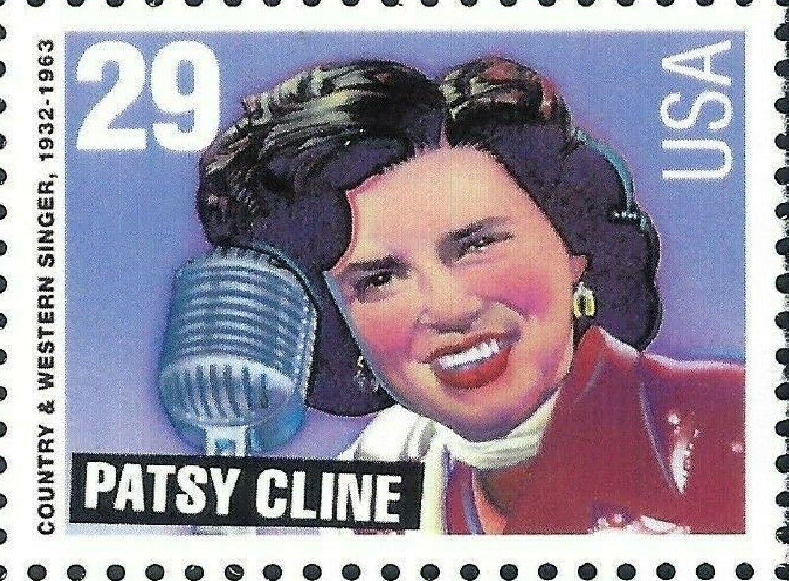 Primary image for 1991 country Music Legend Patsy Cline 29 cent stamp scott# 2771-74 Buy now yes .