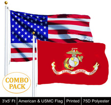 2 Flags United States Marine Corps Flag 3 X 5 American Usa Officially Licensed - £19.66 GBP