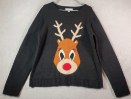 Carolyn Taylor Sweater Women Size XL Black Knit Christmas Long Sleeve Round Neck - £10.70 GBP