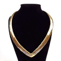 Artist Signed Vintage Rigid Collar NECKLACE Hammered Brass Michael Schua... - £95.09 GBP