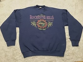 City Of Rochester Hills Michigan XL Sweatshirt Blue Crewneck Pullover Vi... - $19.20