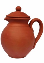 Handmade Terracotta Clay Classic Water jug with Lid Natural Earthen Clay Jug for - £71.92 GBP