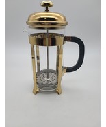 Vintage Pyrex French Press Coffee Maker With Plunger Gold Tone - $29.00