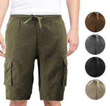 Men&#39;s Multi Pocket Drawstring Lightweight Elastic Waist Army Cargo Shorts - £23.51 GBP