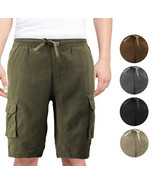 Men&#39;s Multi Pocket Drawstring Lightweight Elastic Waist Army Cargo Shorts - £23.19 GBP