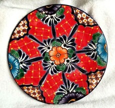 Talavera Mexican Hand Painted Plate 10&quot; Wall Art Folk Art Pottery Lead Free - £17.94 GBP