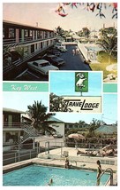 Key West TraveLodge Swimming at Pool Old Cars Hotel Vtg Postcard - £7.87 GBP