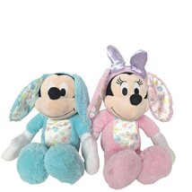 Disney Mickey &amp; Minnie Mouse Easter Bunny Plush Pastel Toys Just Play 15&quot; - $40.18