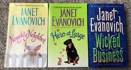 Lot 3 Janet Evanovich paperbacks Naughty Neighbor/ Hero at Large/Wicked Business - £7.66 GBP