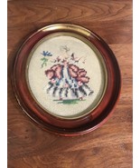 Antique Wood Picture Frame, 11” X 9” W/ NEEDLEPOINT VICTORIAN Woman 8.5”... - £14.69 GBP