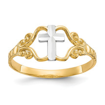 10k &amp; Rhodium Polished Cross Ring 10C1279 - £91.58 GBP