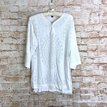 Carlisle Collection Women’s White Eyelet Tunic Top Size Small - £19.49 GBP