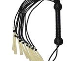 Real Cow Leather Flogger Whip 09 Braided Tails, Thick Black Heavy Duty W... - $17.53