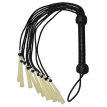 Real Cow Leather Flogger Whip 09 Braided Tails, Thick Black Heavy Duty W... - $17.53