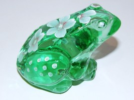 ADORABLE FENTON ART GLASS HAND PAINTED FLOWERS &amp; DOTS KS BUSKIRK FROG FI... - $66.82