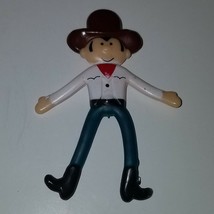 VTG Cowboy Bendy Toy 4&quot;  Bendable Figure Man Cowboy Hat - £9.89 GBP