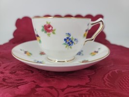 Mid Century English Bone China Crown Staffordshire Tea Cup Saucer Set Rose Pansy - £9.79 GBP