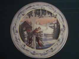 Cardinal Collector Plate Afternoon In Pinegrove Sam Timm Winter Barn Bird Snow - $29.02