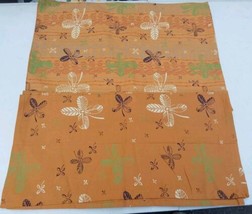 Brown Leaf Placemats 4 Napkins 3 Autumn Tribal Canvas Cotton - £17.32 GBP