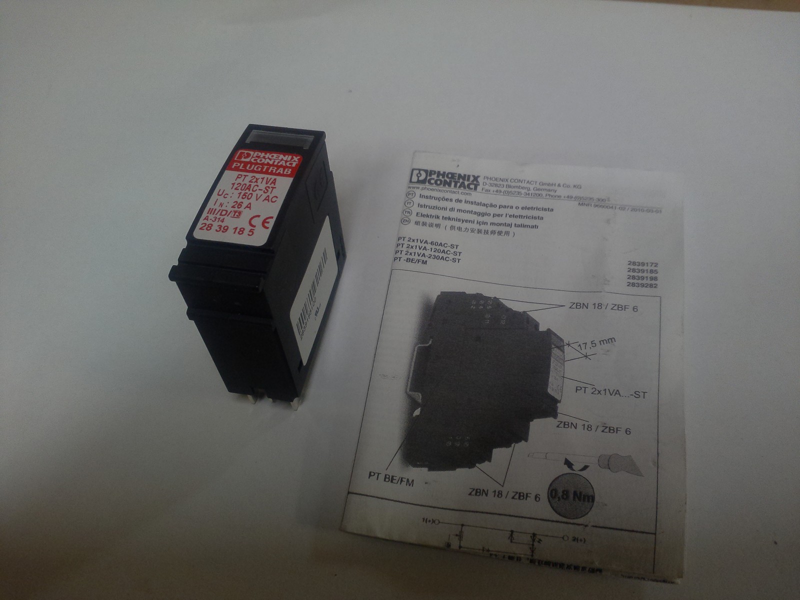 PHOENIX PT2X1VA-120-ST SURGE PROTECTION MODULE P/N#2839185 / 150VAC / 26AMP - $38.59
