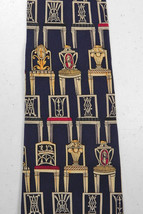 UNICEF Museum Company Neoclassical Chairs Tie Necktie Art to Wear Navy Silk - £15.89 GBP