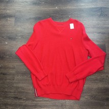 Tommy Hilfiger Men Jumper Knit Casual Red Premium Cotton Pullover size M... - $14.92
