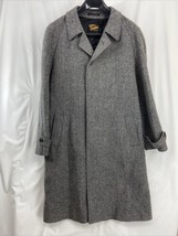 VTG Phillippe Vartin Size 44R Wool Tweed Men&#39;s Gray Overcoat Button Yugo... - $61.74
