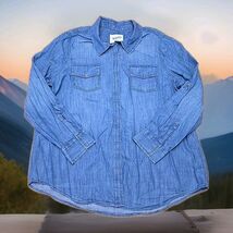 Arizona Jean Co. Denim Snap Shirt Womans Size XXL Blue Wester Button-Up A3 - $25.74
