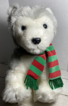 Siberian Husky Plush Dog Wolf Christmas Scarf Weighted Feet 15&quot; Stuffed TY - £15.57 GBP
