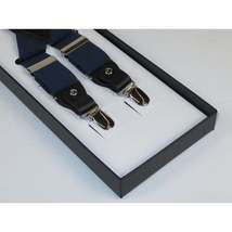 ELEGANT Suspenders Clip on and Button Option for Slacks or Suit Pants Navy Blue image 5