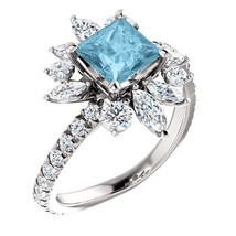 Authenticity Guarantee 
Platinum Aquamarine and 1.16 CTW Diamond Ring - £3,036.79 GBP