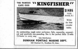 1951 Print Ad Cape Cod Kingfisher 15&#39; Boat Dunham Pontiac Marine Needham,MA - £7.03 GBP