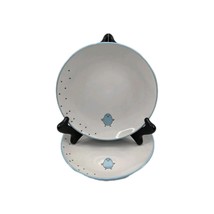Set of  2 CHICK by AH Stoneware SPRING White Blue Chicken Desert Cake Pl... - $12.86