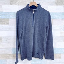 Tommy Bahama 1/4 Zip Mock Neck French Terry Sweater Blue Chevron Mens Me... - £27.86 GBP