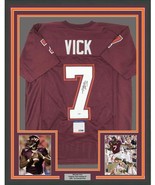 FRAMED Autographed/Signed MICHAEL MIKE VICK 33x42 Virginia Tech Jersey PSA COA - £312.72 GBP