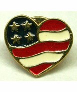 Vintage AVON Patriotic US American Flag Heart Lapel Hat Jacket Enameled Pin - $13.49 CAD