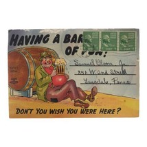 Vintage Postcard Folder Having A Barrel Of Fun Drinking Humor Alcohol Bars - $11.30