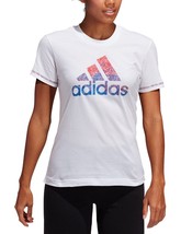 adidas Womens Activewear Badge of Sport Cotton Logo T-Shirt White Size Small - £27.36 GBP