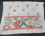 Mary Engelbreit Linen Kitchen hand or Tea Towel kids fruits veggies red ... - $9.89