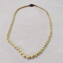 Vintage Graduated Faux Pearl Bead Collar Choker Necklace 16&quot; Filigree Bo... - £12.56 GBP