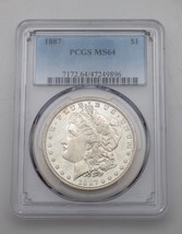 1887 $1 Silver Morgan Dollar Graded by PCGS as MS-64! Reverse Rim Toning - £194.75 GBP