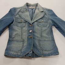 YMI RN#104369 Women's Blue Distressed Denim Jacket Pockets Size Medium image 13
