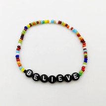 Boho Seed Bead Bracelet Femme Custom Jewelry Initial Letter Rainbow Multicolor H - £8.10 GBP