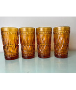 Indiana Glass Colony Park Amber Water Glasses 12 Oz Set of 4 - £17.54 GBP