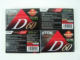 TDK D60 Cassette Tapes 60 Minute Blank High Output IECI/Type I D-60 4 Pack - £9.34 GBP