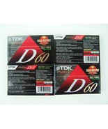 TDK D60 Cassette Tapes 60 Minute Blank High Output IECI/Type I D-60 4 Pack - £9.28 GBP